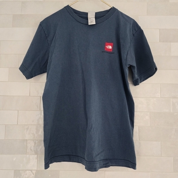 North Face Graphic Cotton Tee Tshirt T-Shirt Blue Men's Size Medium NF Logo - Picture 4 of 6